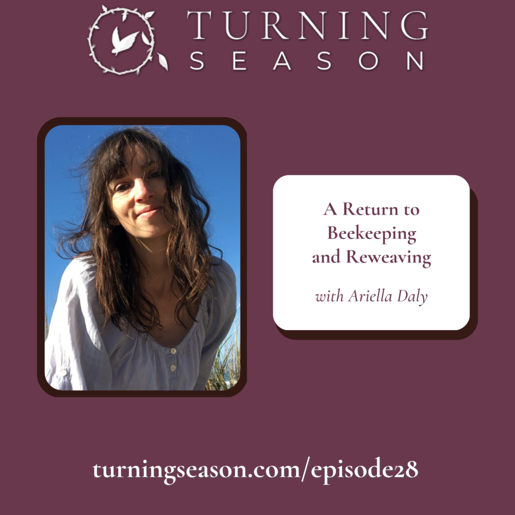 Turning Season Podcast Episode 28 A Return to Beekeeping and Reweaving with Ariella Daly hosted by Leilani Navar turningseason.com